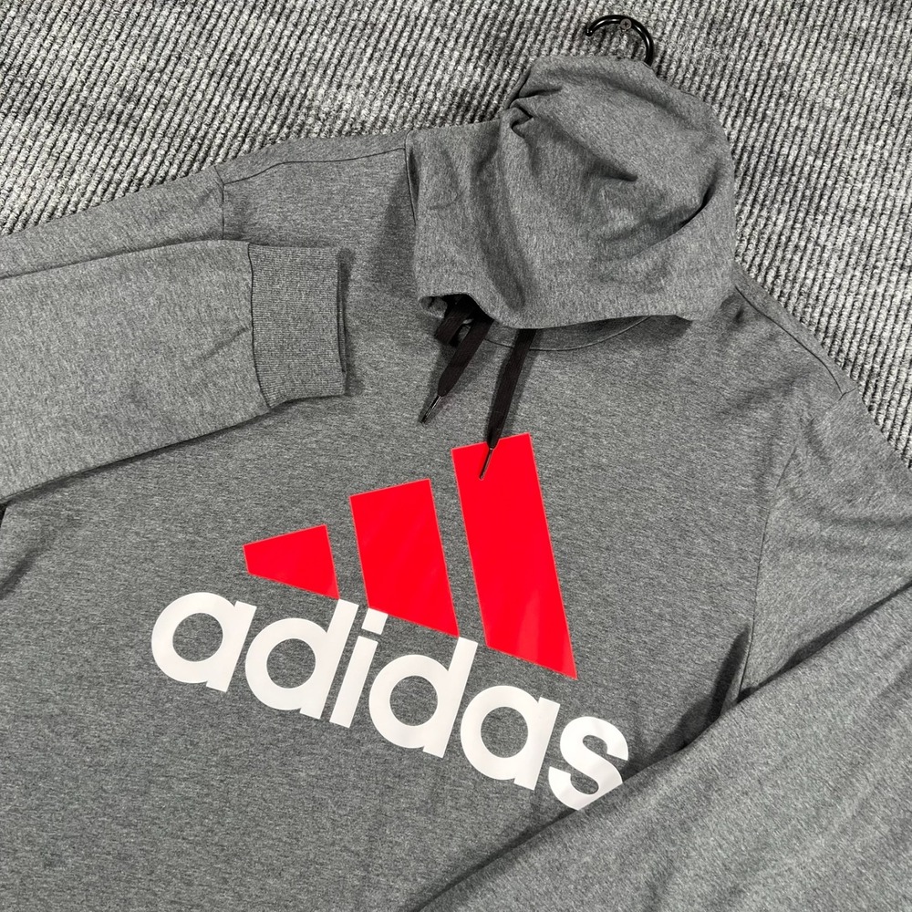 Adidas Hoodie Sweatshirt Mens Large Gray Long Sleeve Pullover Active Casual